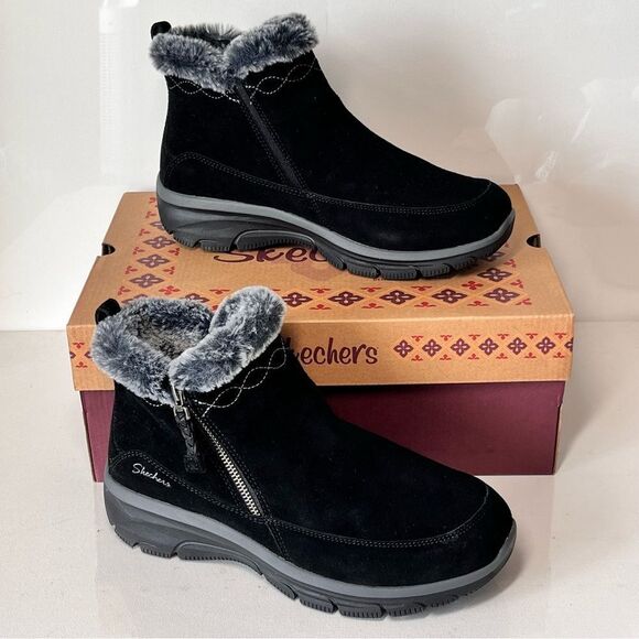 Skechers Easy Going Fall Essential Water Repellent Suede Faux Fur Boots - Picture 5 of 6